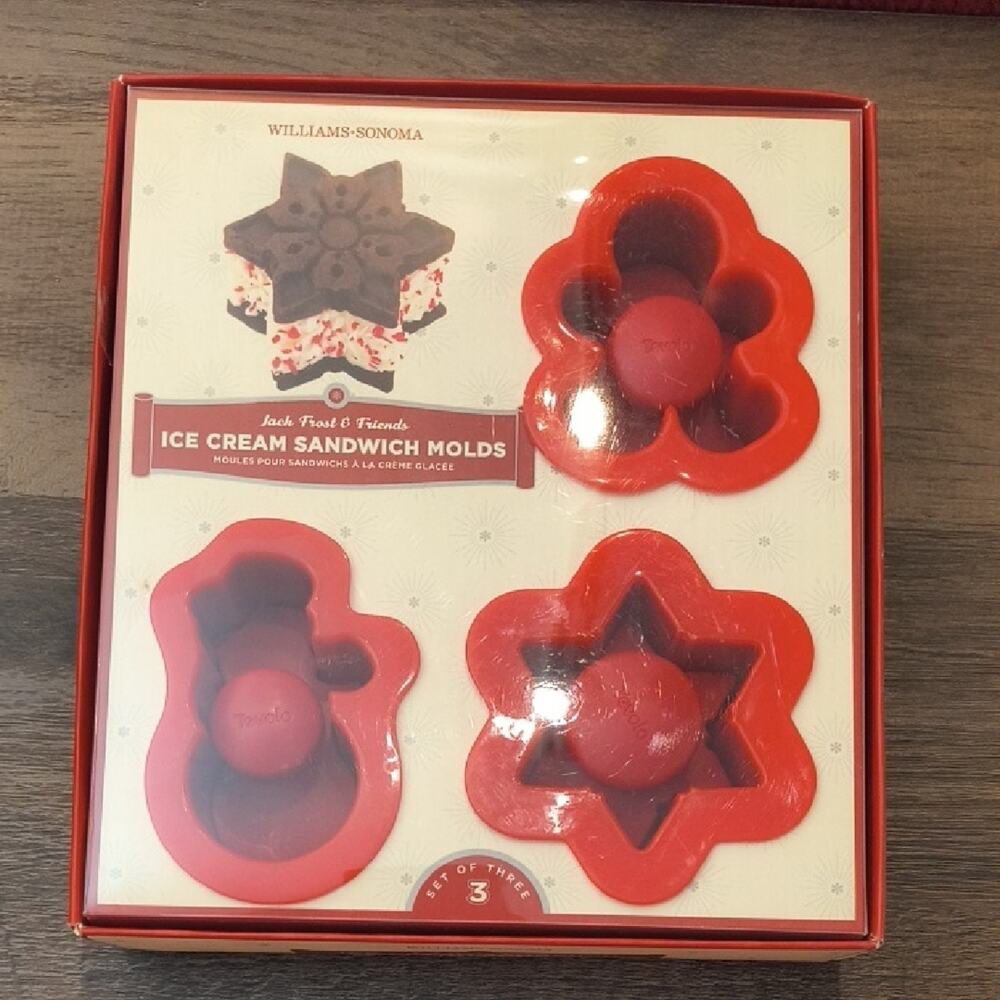 Williams Sonoma Winter Holiday Ice Cream Sandwich Molds Set Of 3, GU